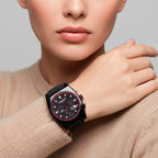 GAMAGES OF LONDON Limited Edition Hand Assembled Retro Calibre Automatic Watch in Black & Red
