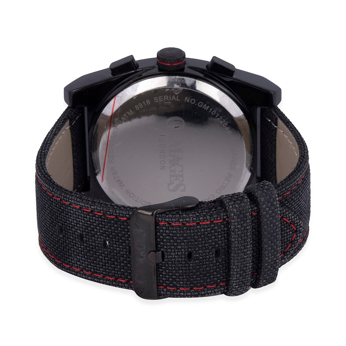GAMAGES OF LONDON Limited Edition Hand Assembled Retro Calibre Automatic Watch in Black &amp; Red 6280708 6