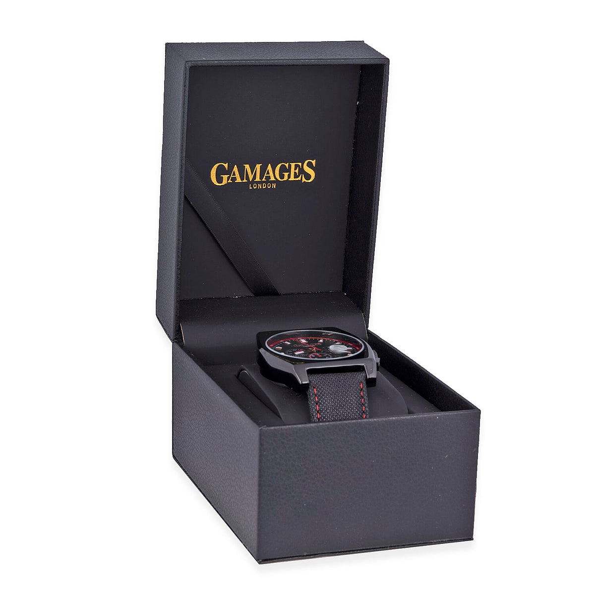 GAMAGES OF LONDON Limited Edition Hand Assembled Retro Calibre Automatic Watch in Black &amp; Red 6280708 7