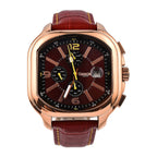 GAMAGES OF LONDON Hand Assembled Strato Automatic Movement Cherry Dial Water Resistant Watch with Cherry Colour Leather Strap