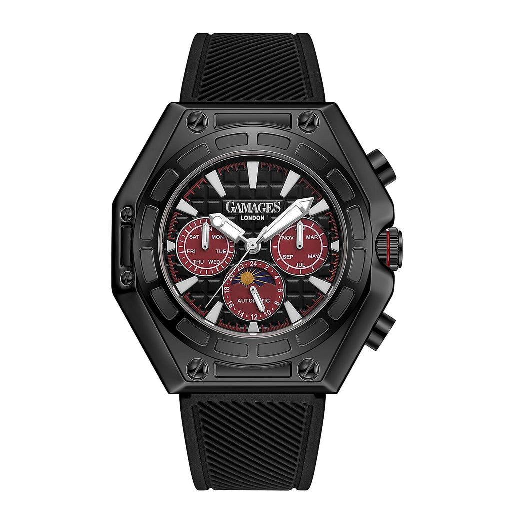 Gamages Of London Limited Edition Hand Assembled Vault Automatic 3 ATM Water Resistant Watch with Black Strap