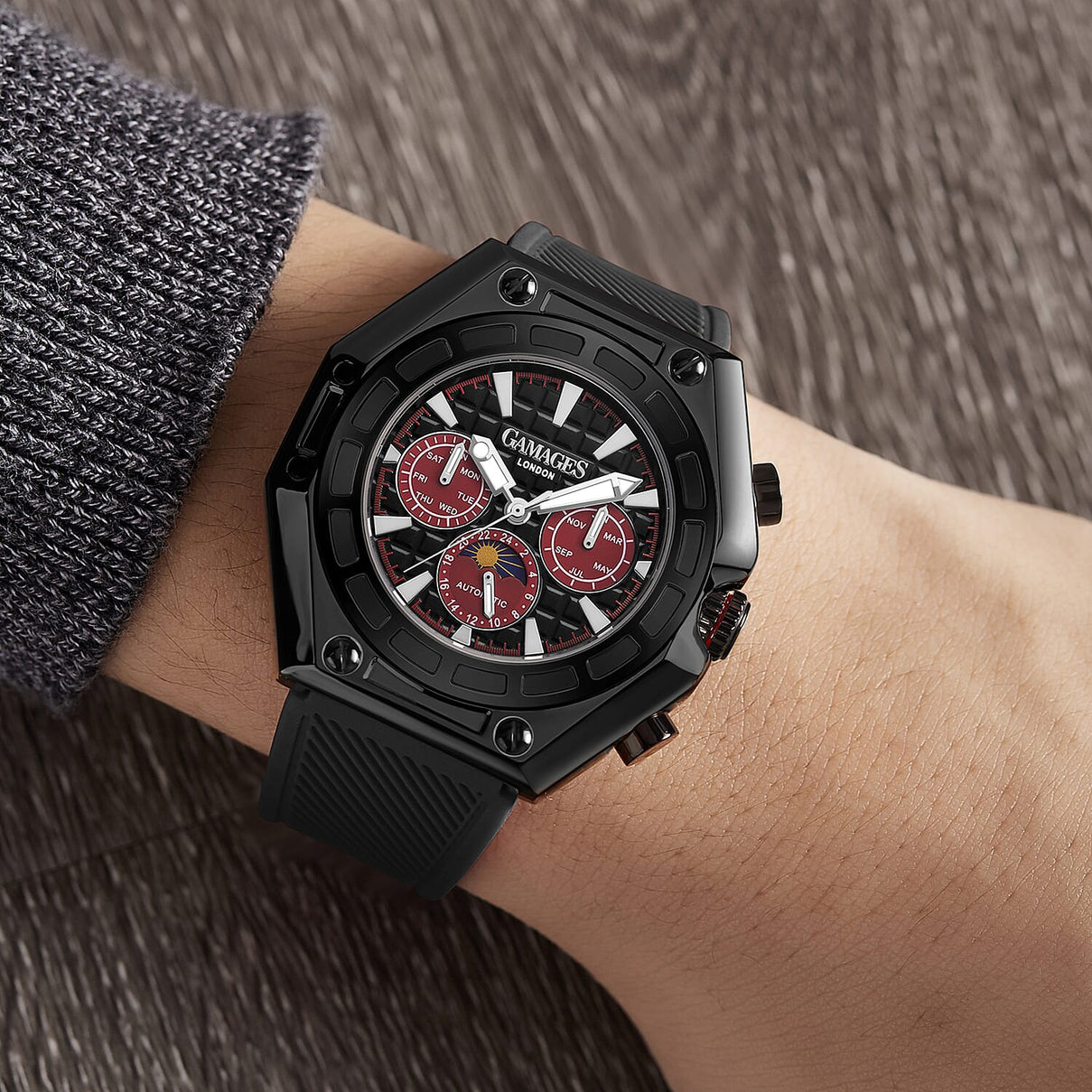 GAMAGES OF LONDON Limited Edition Hand Assembled Vault Automatic Watch - Black 6010529 1