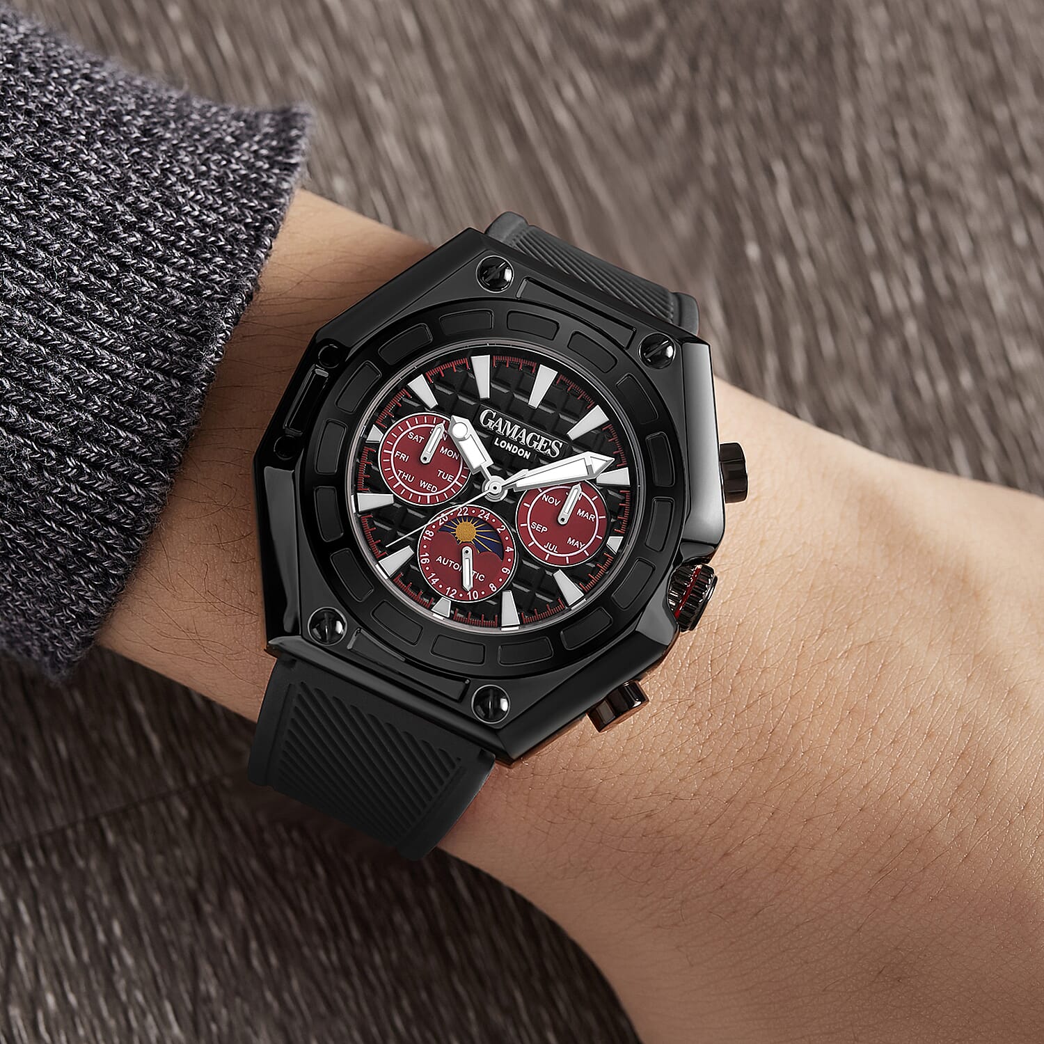 GAMAGES OF LONDON Limited Edition Hand Assembled Vault Automatic Watch - Black 6010529 1