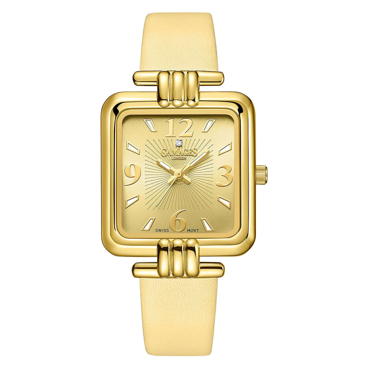 GAMAGES OF LONDON Limited Edition Mermaid Diamond Swiss Quartz Movement, Water Resistant Ladies Watch in Gold Dial and Gold Leather Strap 7384810 0