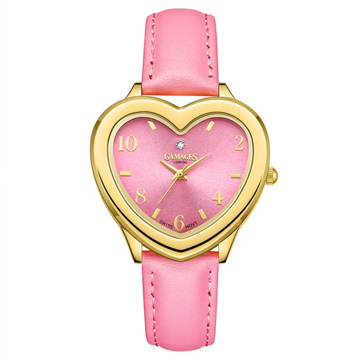 GAMAGES OF LONDON Limited Edition Pure Heart Diamond in Gold Pink Quartz Watch with Stainless Steel - 5 Year Warranty 8215062 1