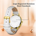 GAMAGES OF LONDON Mantua Diamond Swiss Quartz Movement Water Resistant Ladies Watch with Bone White Leather Strap