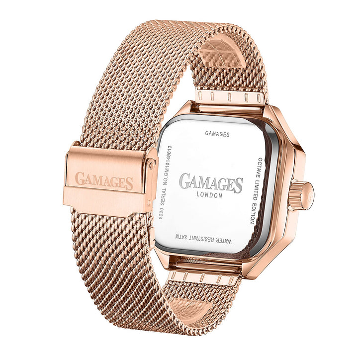 GAMAGES OF LONDON Octave Automatic Movement Brown Dial Water Resistant Watch with Rose Gold Colour Mesh Bracelet 7132923 2