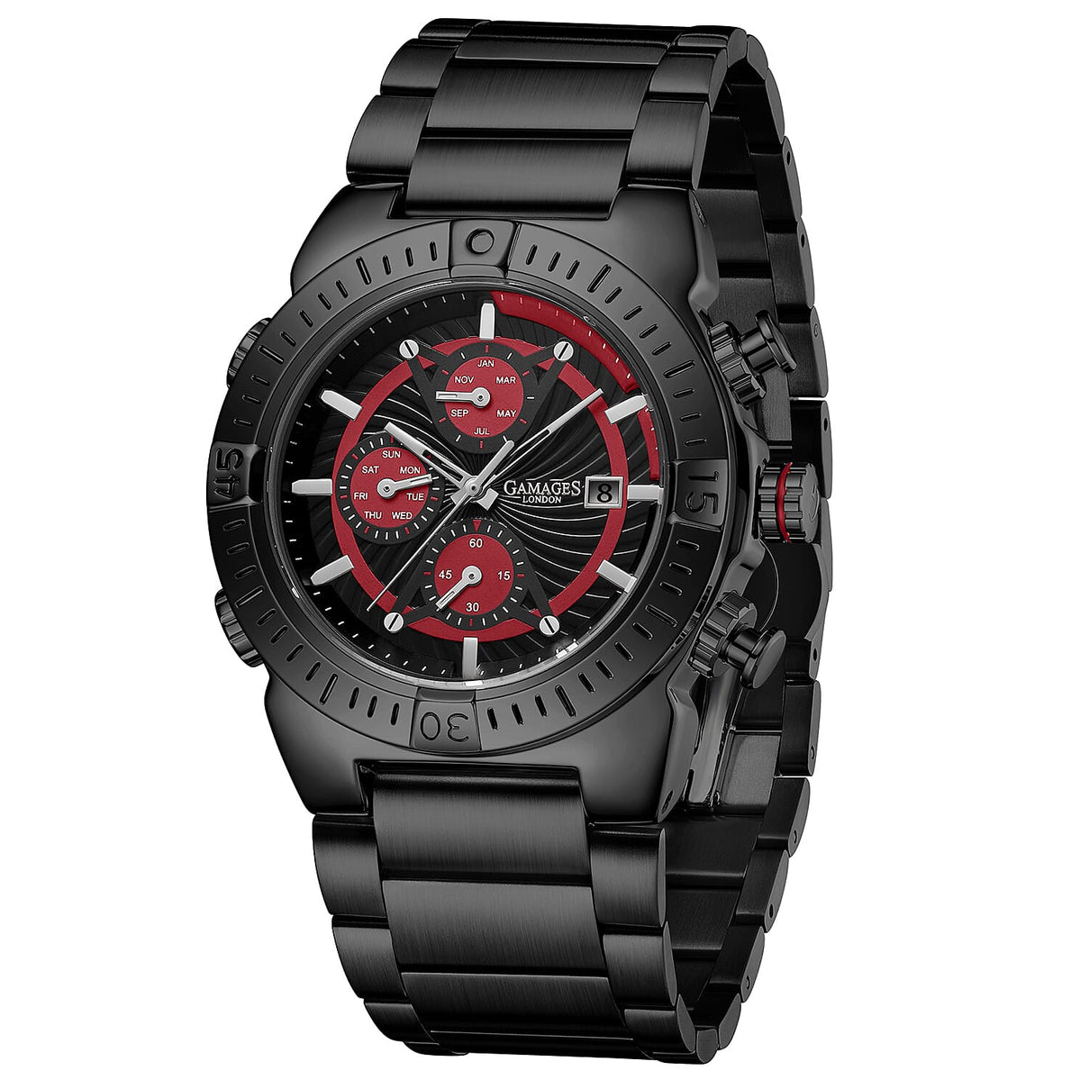 GAMAGES OF LONDON Sports Pacer Automatic Movement Black Dial Water Resistant Watch with Rose Gold Colour Chain Strap 7078554 3