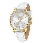 GAMAGES OF LONDON Ladies Symphony Swiss Quartz Movement White Dial Water Resistant Watch with White Colour Strap