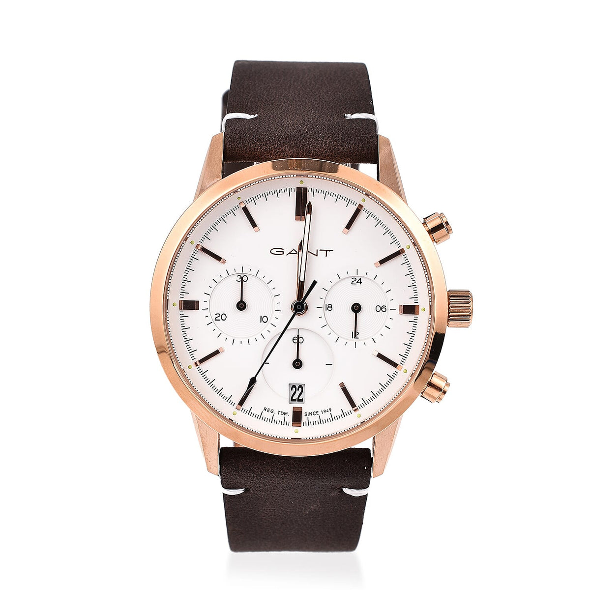 GANT BRADFORD Rose Gold Dial Water Resistant Watch with Brown Leather Strap 7571430 0