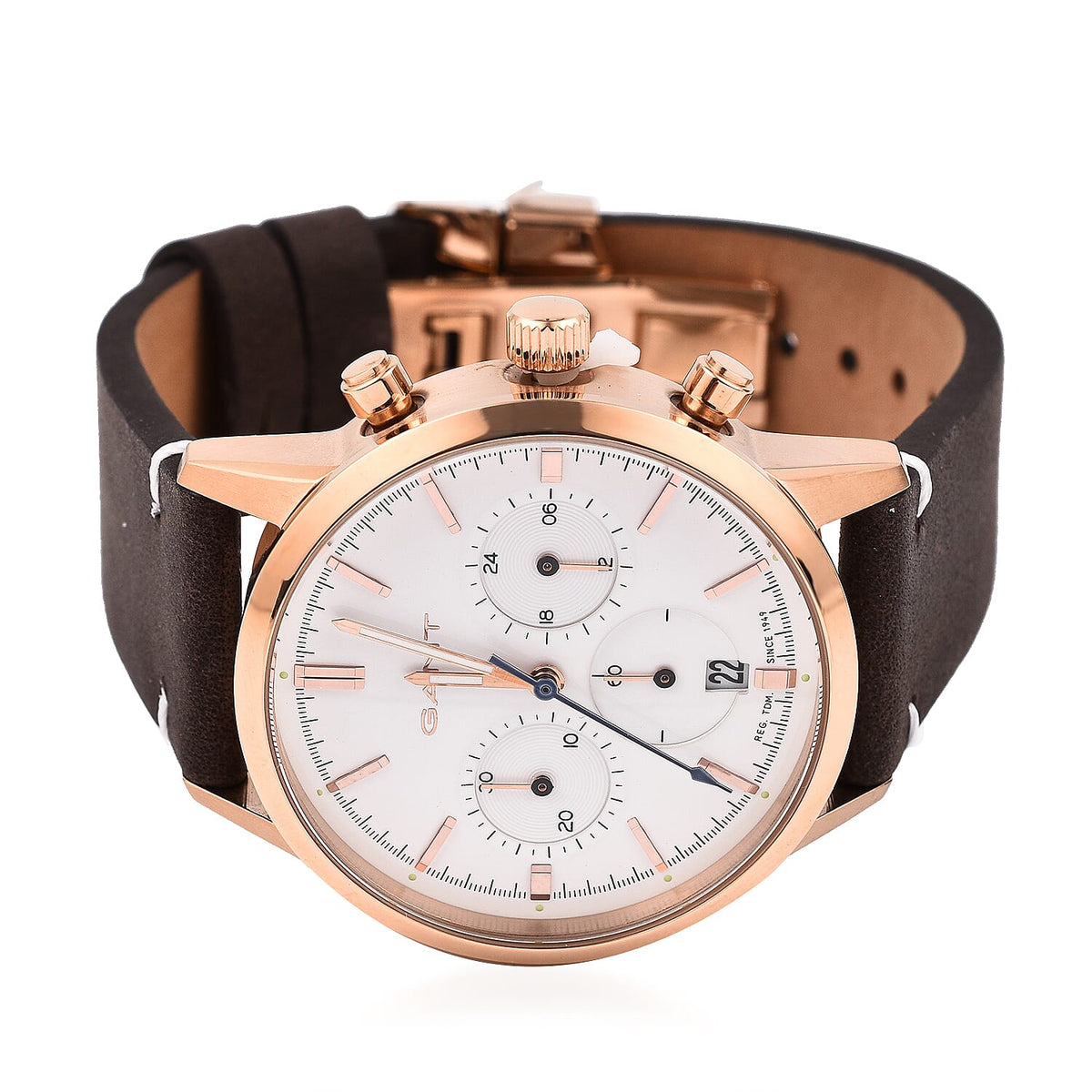 GANT BRADFORD Rose Gold Dial Water Resistant Watch with Brown Leather Strap 7571430 3