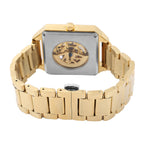 Close Out Deal - GENOA Automatic Movement 5 ATM Water Resistant Watch with Chain Strap and Butterfly Buckle Clasp in Gold Tone with 40x40 mm case