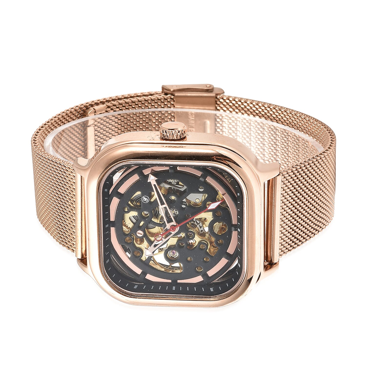 GENOA Automatic Movement Black and Rose Gold Dial 3 ATM Water Resistant Mesh Belt Watch in Rose Gold Tone 6486710 4