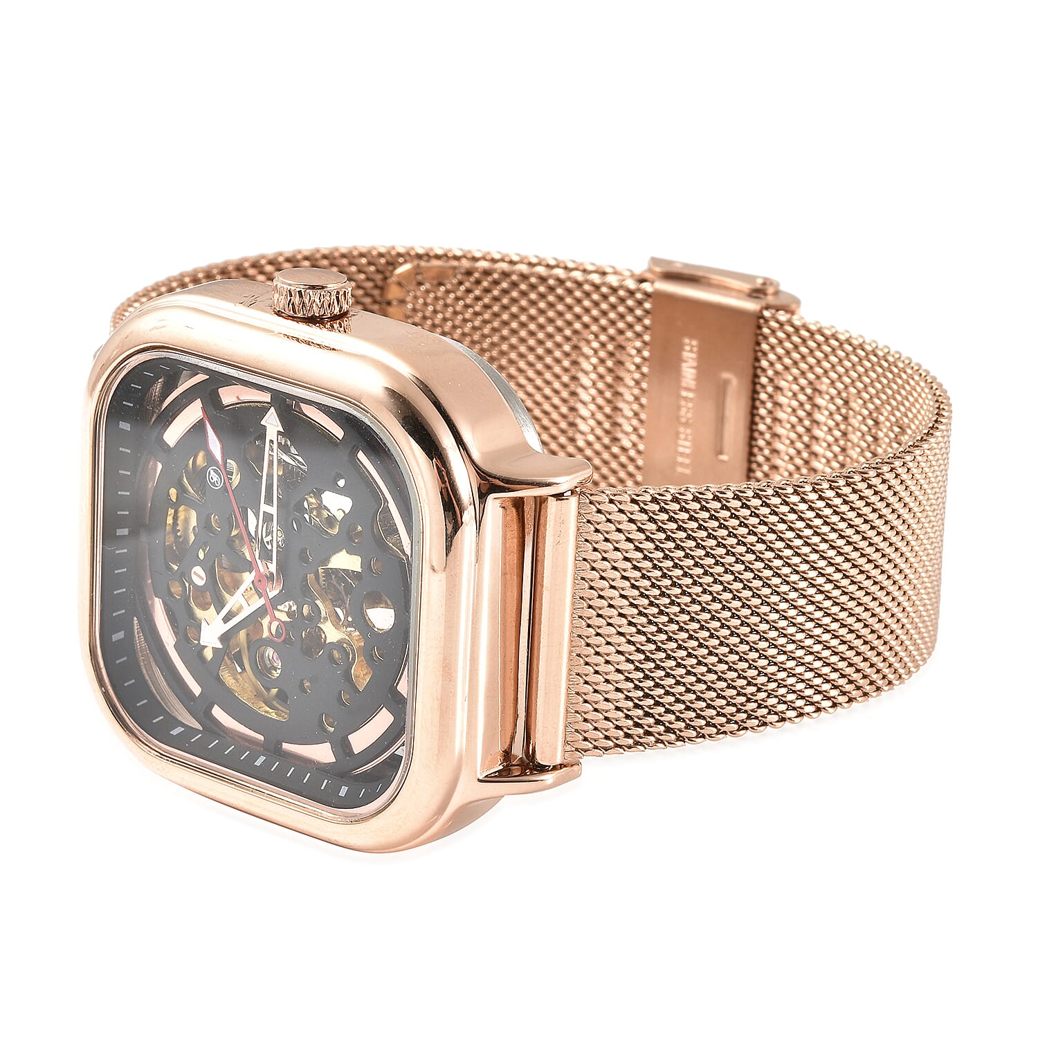 GENOA Automatic Movement Black and Rose Gold Dial 3 ATM Water Resistant Mesh Belt Watch in Rose Gold Tone 6486710 5
