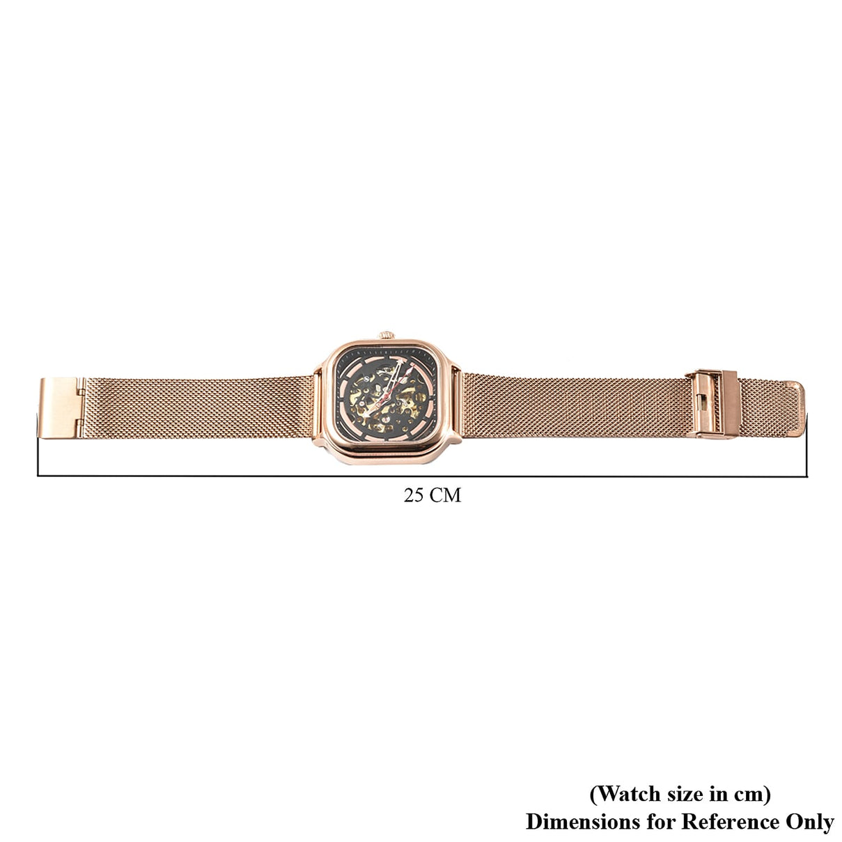 GENOA Automatic Movement Black and Rose Gold Dial 3 ATM Water Resistant Mesh Belt Watch in Rose Gold Tone 6486710 7