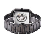 GENOA Automatic Movement 5 ATM Water Resistant Watch with Chain Strap and Butterfly Buckle Clasp in Black Tone