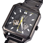 GENOA Automatic Movement 5 ATM Water Resistant Watch with Chain Strap and Butterfly Buckle Clasp in Black Tone