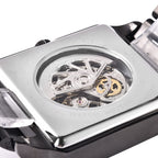 GENOA Automatic Movement 5 ATM Water Resistant Watch with Chain Strap and Butterfly Buckle Clasp in Black Tone