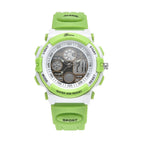 GENOA Japanese Movement and Electronic Movement Black Dial 5 ATM Water Resistant Watch with Green Colour Strap