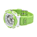 GENOA Japanese Movement and Electronic Movement Black Dial 5 ATM Water Resistant Watch with Green Colour Strap