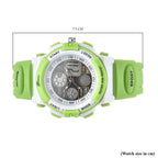 GENOA Japanese Movement and Electronic Movement Black Dial 5 ATM Water Resistant Watch with Green Colour Strap