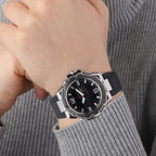 GENOA Japanese and Electronic Movement 5 ATM Water Resistant Watch with Stainless Steel Back and Black TPU Strap - Black