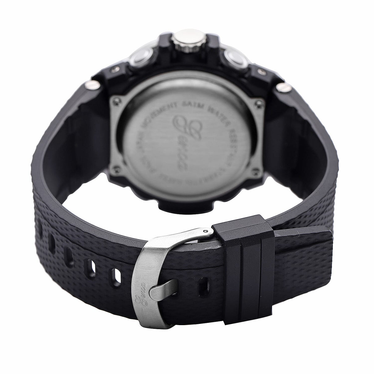 GENOA Japanese and Electronic Movement 5 ATM Water Resistant Watch with Stainless Steel Back and Black Faux Leather Strap - Black 6484785 4