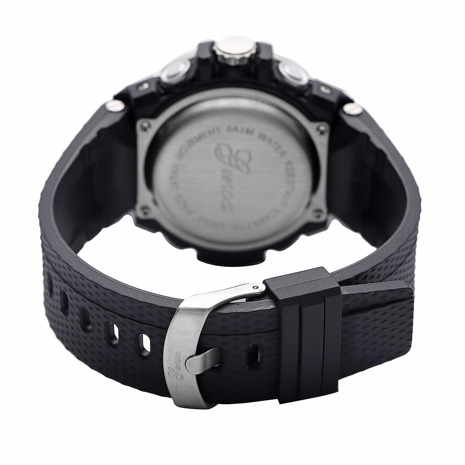 GENOA Japanese and Electronic Movement 5 ATM Water Resistant Watch with Stainless Steel Back and Black Faux Leather Strap - Black 6484785 4