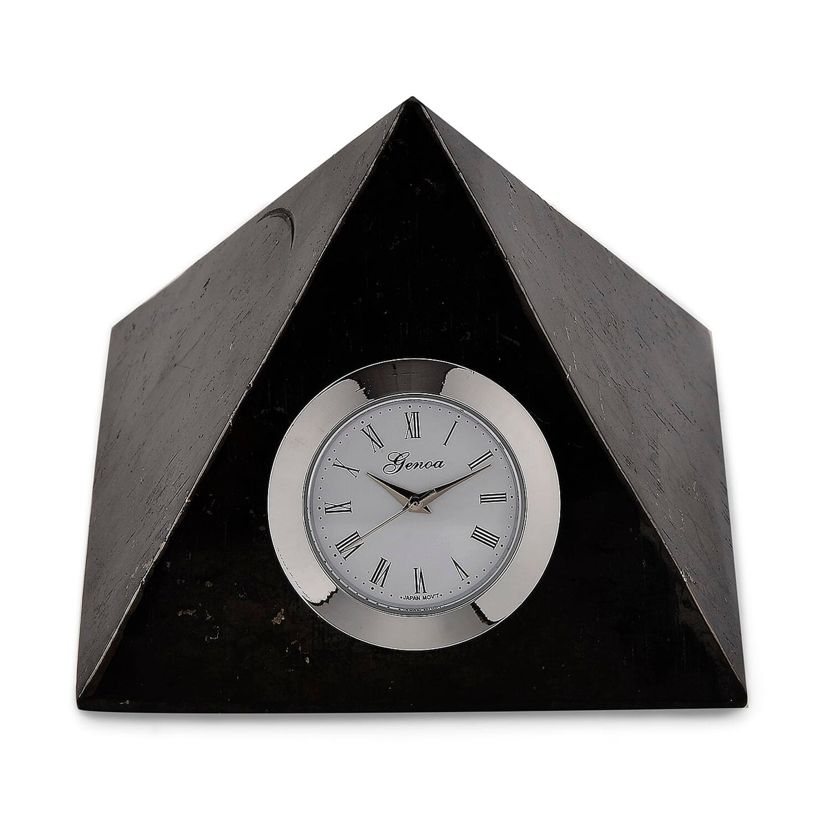 GENOA - Natural Shungite Pyramid Table Clock 1200.00 Ct 8528064 0