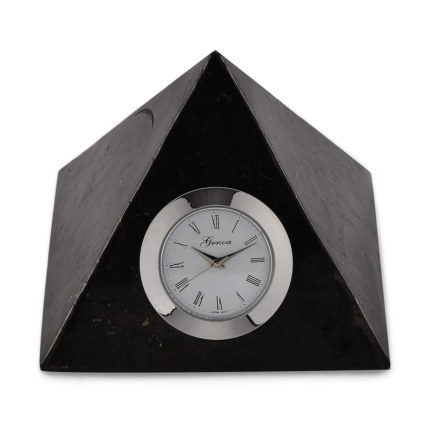 GENOA - Natural Shungite Pyramid Table Clock 1200.00 Ct 8528064 0