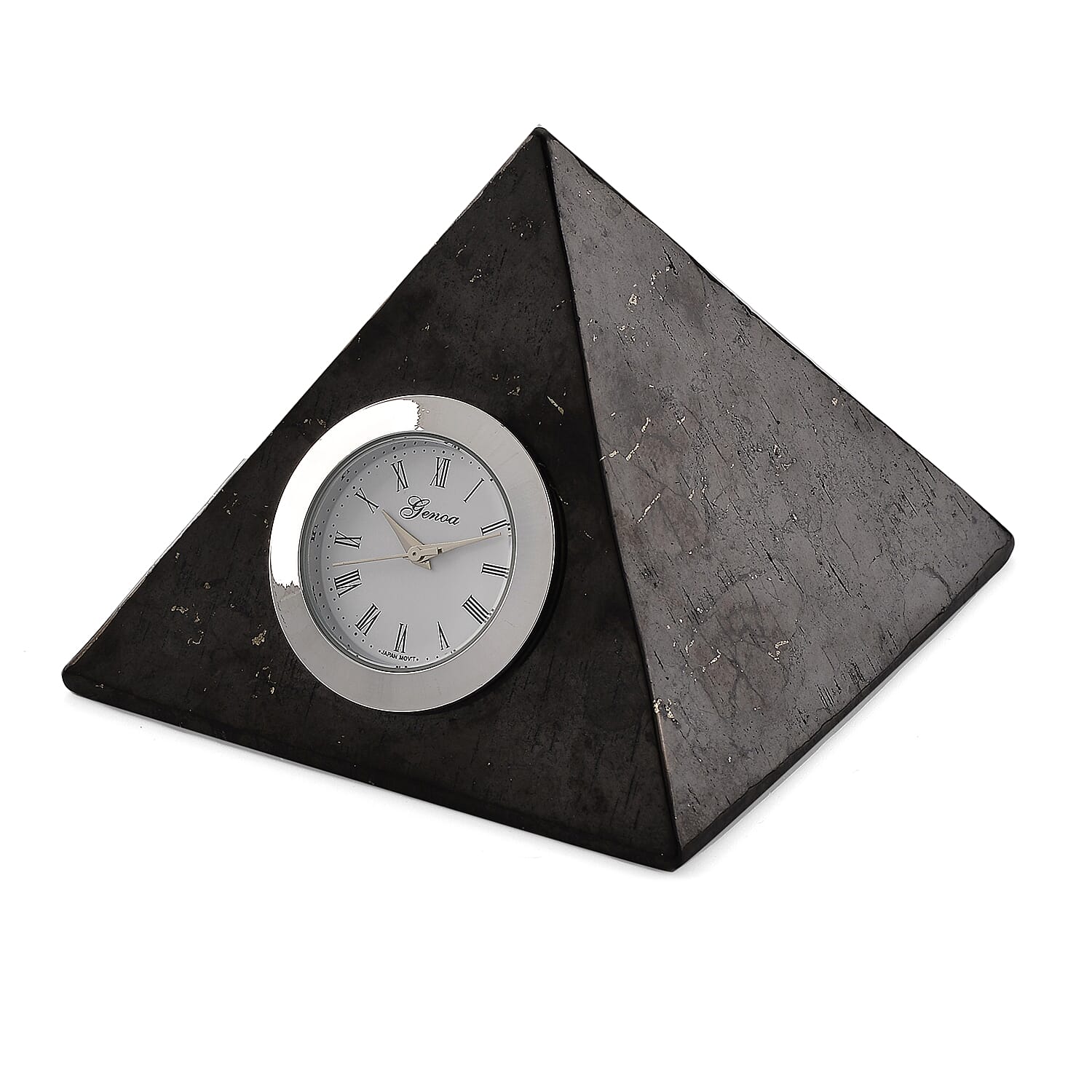 GENOA - Natural Shungite Pyramid Table Clock 1200.00 Ct 8528064 3