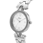 GENOA TIME LIMITED EDITION Japanese Movt. 3ATM Water Resistant Sunray Dial Ladies Watch with Silver Colour Strap & Case with Austrian White Crystal Accents