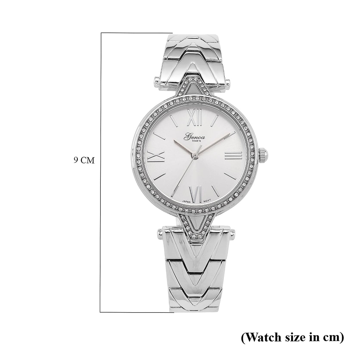 GENOA TIME LIMITED EDITION Japanese Movt. 3ATM Water Resistant Sunray Dial Ladies Watch with Silver Colour Strap &amp; Case with Austrian White Crystal Accents 8185246 8