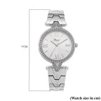 GENOA TIME LIMITED EDITION Japanese Movt. 3ATM Water Resistant Sunray Dial Ladies Watch with Silver Colour Strap & Case with Austrian White Crystal Accents