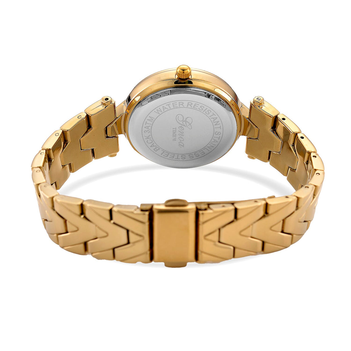 GENOA TIME LIMITED EDITION Japanese Movt. 3ATM Water Resistant Sunray Dial Ladies Watch with Gold Colour Strap &amp; Case with Austrian White Crystal Accents 8185248 7