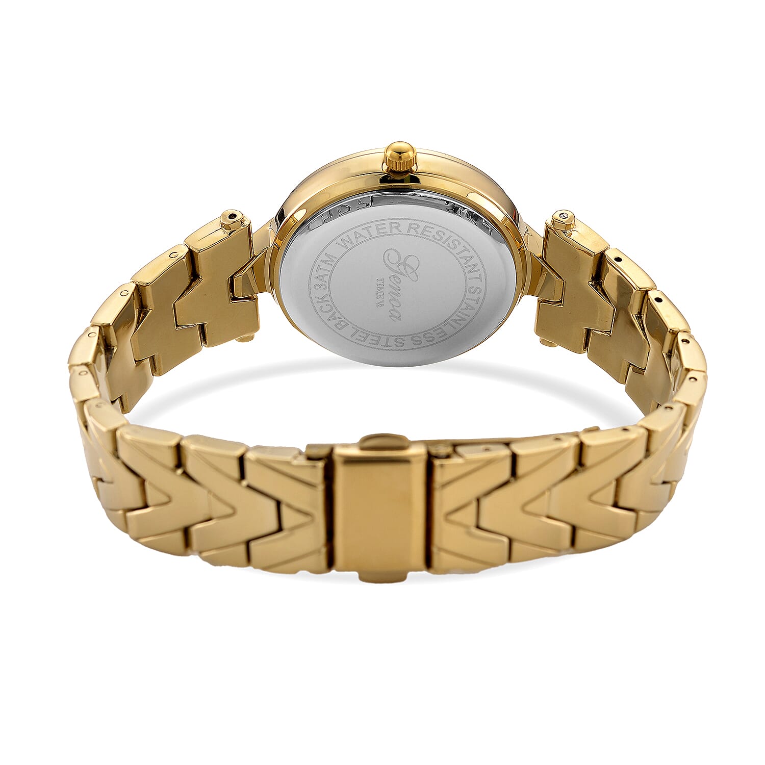 GENOA TIME LIMITED EDITION Japanese Movt. 3ATM Water Resistant Sunray Dial Ladies Watch with Gold Colour Strap &amp; Case with Austrian White Crystal Accents 8185248 7