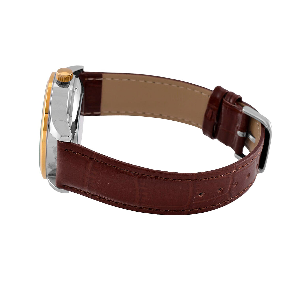 GENOA TIME Limited Edition Automatic Movt. 3ATM Water Resistant Watch With Skeleton Dial &amp; Exhibition Back with Brown Leather Strap Presented in a Gift Box 8051230 5