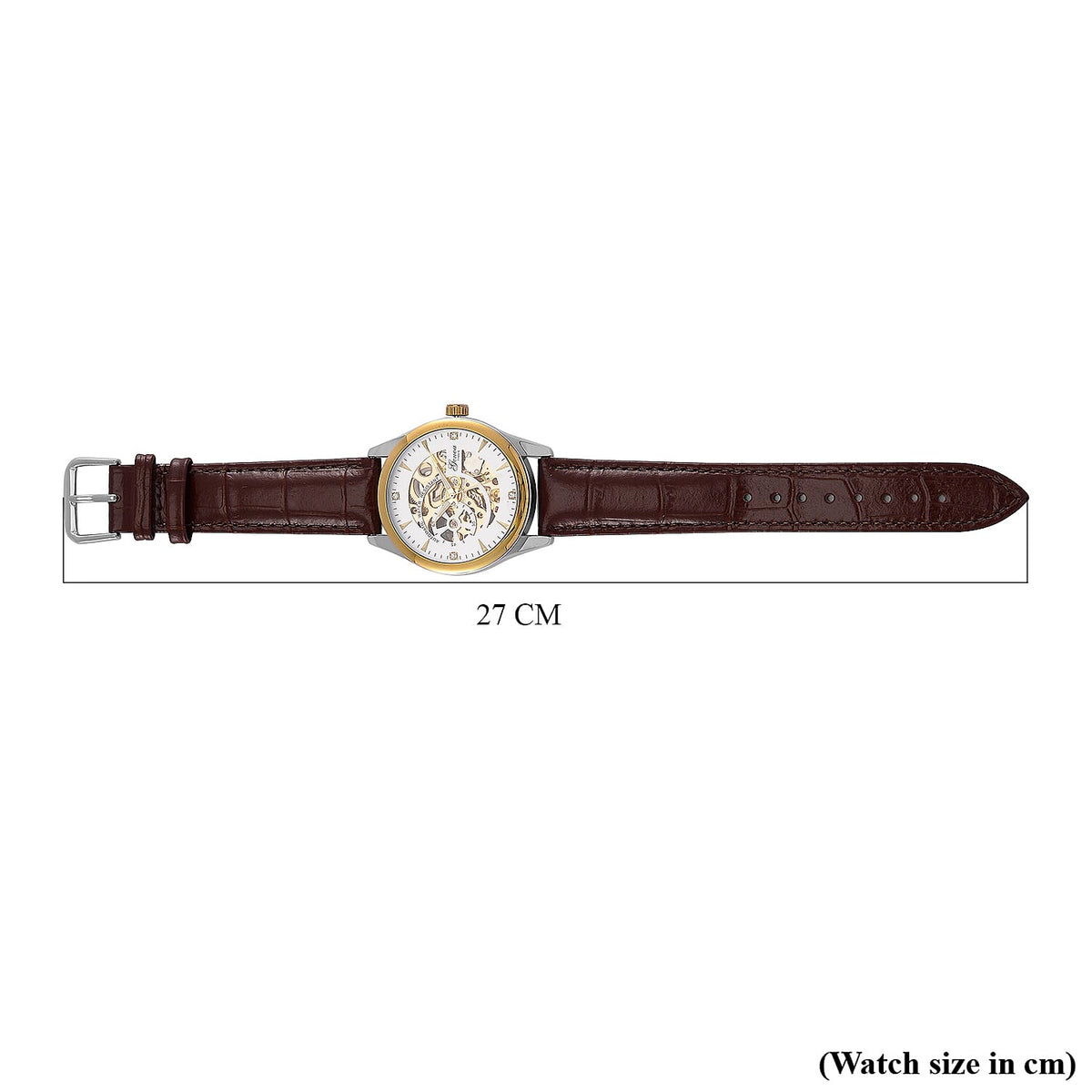 GENOA TIME Limited Edition Automatic Movt. 3ATM Water Resistant Watch With Skeleton Dial &amp; Exhibition Back with Brown Leather Strap Presented in a Gift Box 8051230 7