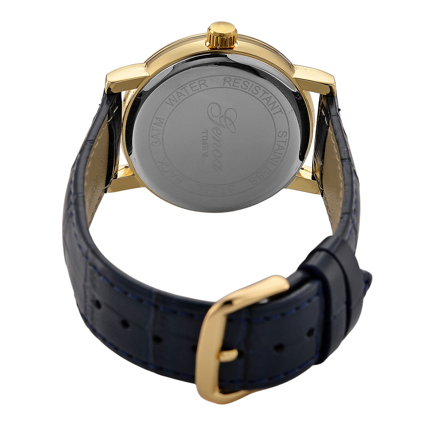 GENOA TIME LIMITED EDITION Dragon Series 3ATM WR Mother Of Pearl Dial &amp; Gold Case Watch with Austrian Crystal Accents &amp; Blue Leather Strap Presented in a Gift Box 8319726 7