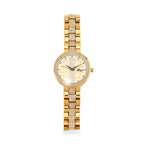 GENOA TIME V2 Miyota 2035 Japan Movement 3ATM Water Resistant White Crystal & Gold Dial Watch with Gold Colour Chain Strap