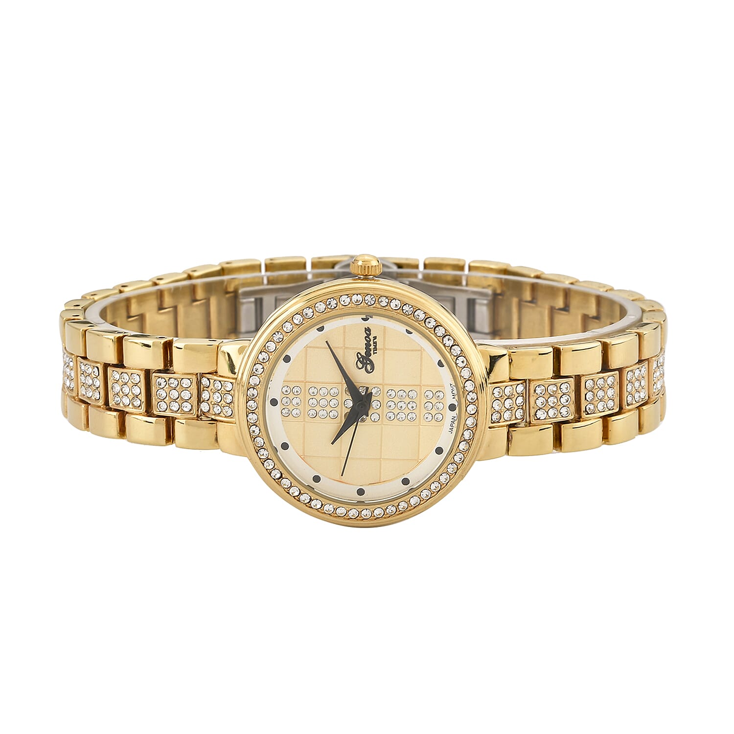 GENOA TIME V2 Miyota 2035 Japan Movement 3ATM Water Resistant White Crystal &amp; Gold Dial Watch with Gold Colour Chain Strap 7973866 5