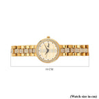 GENOA TIME V2 Miyota 2035 Japan Movement 3ATM Water Resistant White Crystal & Gold Dial Watch with Gold Colour Chain Strap