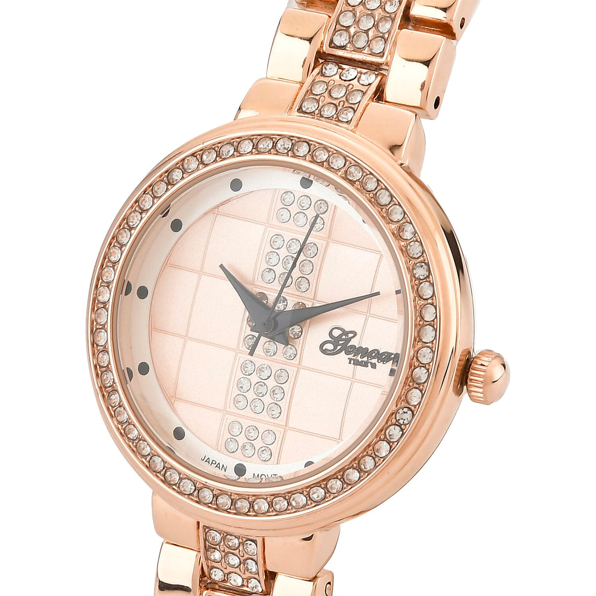 GENOA TIME V2 Miyota 2035 Japan Movement 3ATM Water Resistant White Crystal &amp; Rose Gold Dial Watch with Rose Gold Colour Chain Strap 7973867 4