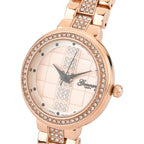 GENOA TIME V2 Miyota 2035 Japan Movement 3ATM Water Resistant White Crystal & Rose Gold Dial Watch with Rose Gold Colour Chain Strap