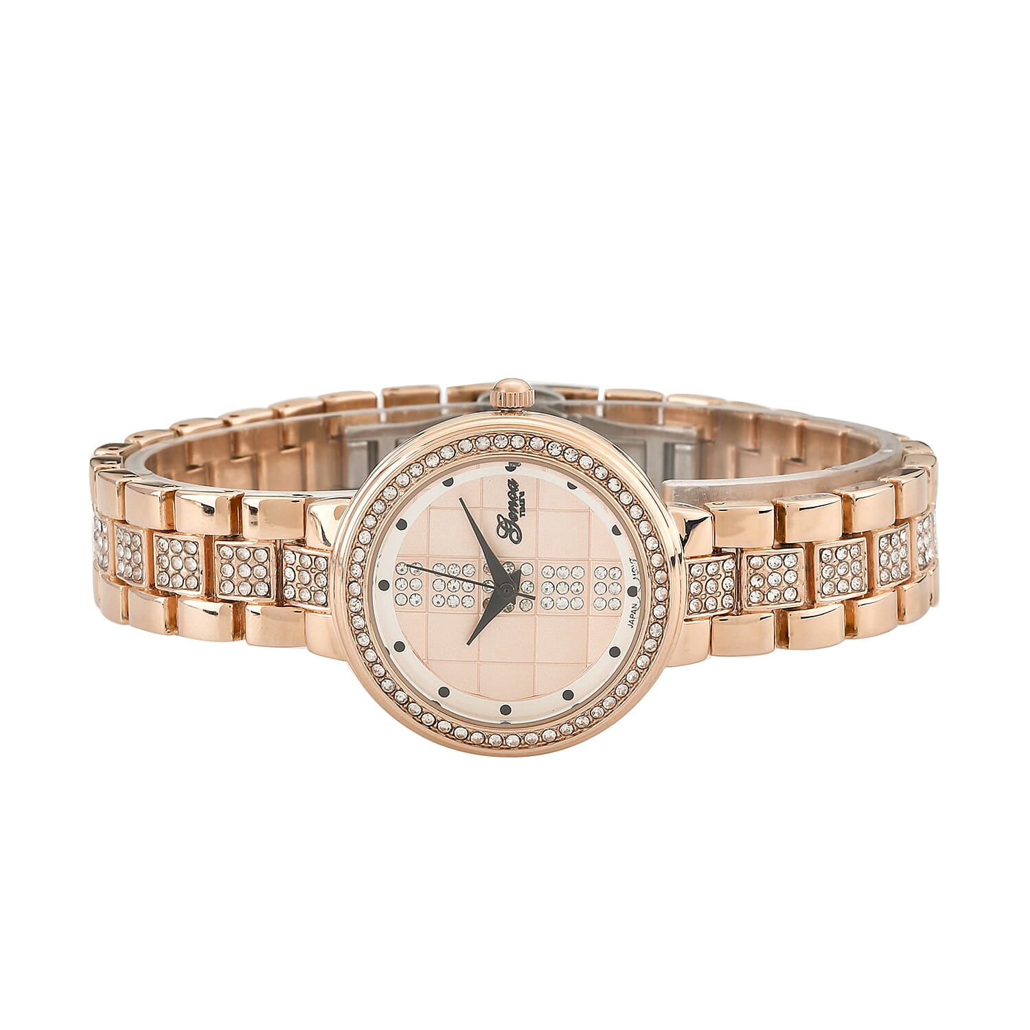 GENOA TIME V2 Miyota 2035 Japan Movement 3ATM Water Resistant White Crystal &amp; Rose Gold Dial Watch with Rose Gold Colour Chain Strap 7973867 5