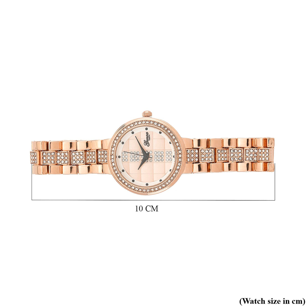 GENOA TIME V2 Miyota 2035 Japan Movement 3ATM Water Resistant White Crystal &amp; Rose Gold Dial Watch with Rose Gold Colour Chain Strap 7973867 7