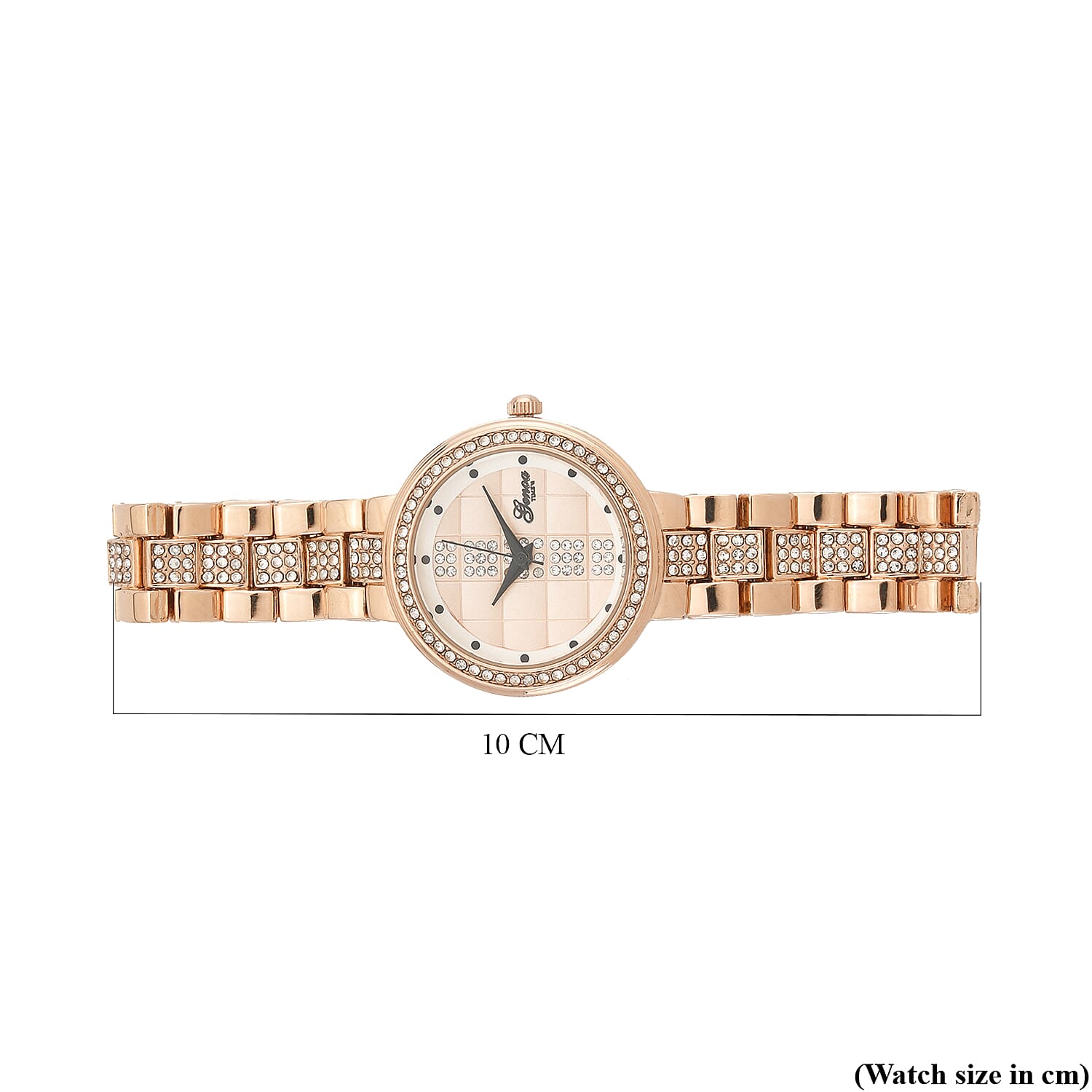 GENOA TIME V2 Miyota 2035 Japan Movement 3ATM Water Resistant White Crystal &amp; Rose Gold Dial Watch with Rose Gold Colour Chain Strap 7973867 7