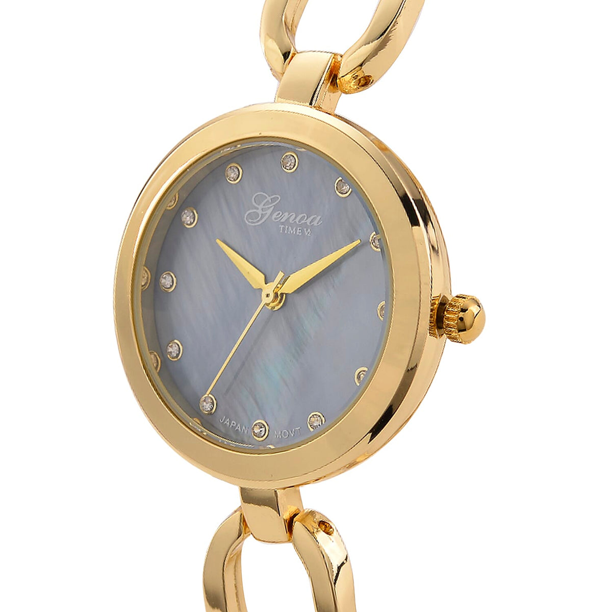 GENOA TIME V2 Miyota 2035 Japan Movt. 3ATM Water Resistant White Crystal &amp; Grey MOP Dial Ladies Watch with Gold Colour Alloy Chain Strap and Gold-Tone Case 8161176 4