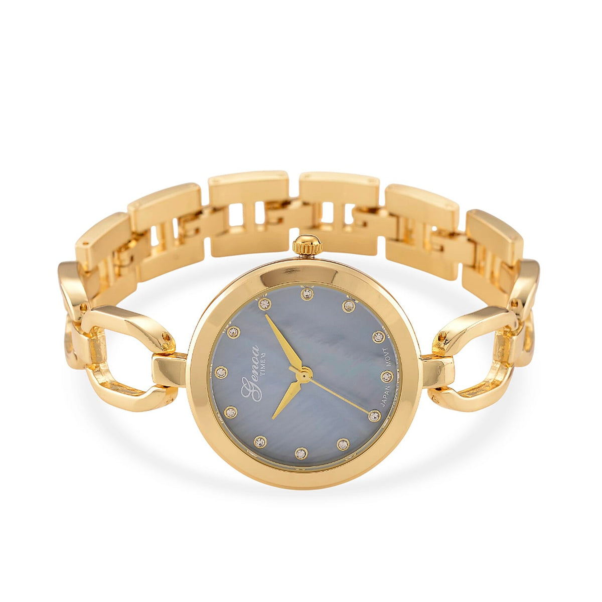 GENOA TIME V2 Miyota 2035 Japan Movt. 3ATM Water Resistant White Crystal &amp; Grey MOP Dial Ladies Watch with Gold Colour Alloy Chain Strap and Gold-Tone Case 8161176 5