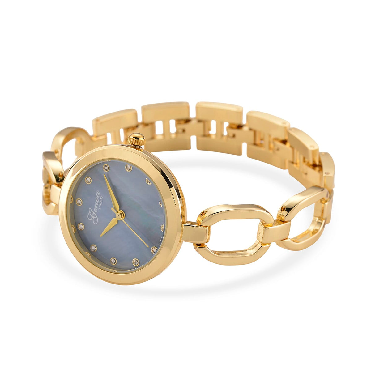 GENOA TIME V2 Miyota 2035 Japan Movt. 3ATM Water Resistant White Crystal &amp; Grey MOP Dial Ladies Watch with Gold Colour Alloy Chain Strap and Gold-Tone Case 8161176 6